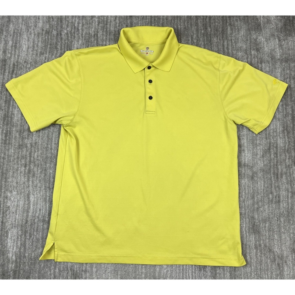Golf America Polo Shirt Mens Large Lime Yellow Striped Short Sleeve Golfcore L